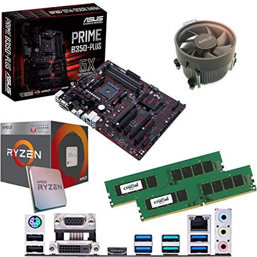 Components4All AMD Ryzen 3 2200G 3.5Ghz (Turbo 3.7Ghz) Quad Core CPU, ASUS Prime B350-PLUS Motherboard & 8GB 2400Mhz Crucial DDR4 RAM Pre-Built Bundle