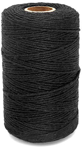 Black Twine String,Cotton Bakers Twine 656 Feet Cotton Cord Crafts Gift Twine String Christmas Holiday Twine