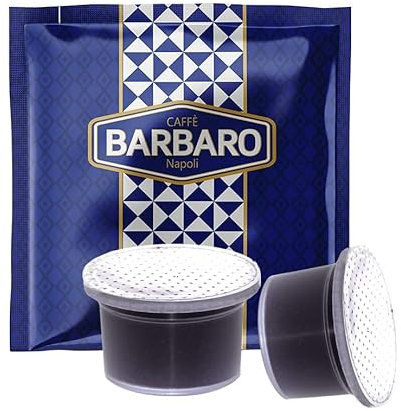 CAFFE' BARBARO Napoli 100 Capsule compatibile con macchine Uno Indesit System® miscela Dolce, cremoso, cioccolattoso BLU