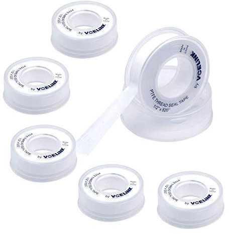 VCELINK Teflon Idraulico In PTFE, Teflon Nastro Adesivo di PTFE ad Alta Densità per Riparare Tubi, Tubi, Rubinetti, Valvole Radiatore, 12 mm x 13 m, 6 Rotoli, Bianco