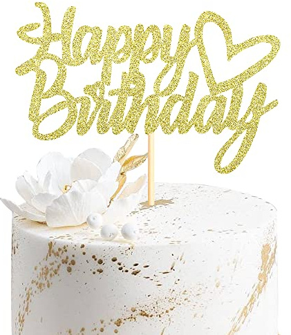 Sumerk Gold Glitter Happy Birthday Cake Topper,1PC Cake Toppers for Birthday Party Decorations Supplies