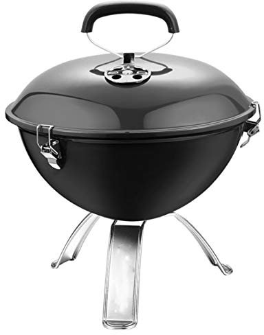 RYDZCLH Holzkohlegrill Mit Deckel, Kleiner Kugelgrill, Mini Picknick Grill, Emaillierter Campinggrill Für Garten, BBQ.,Schwarz
