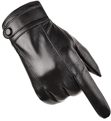Guantes negros para hombre Pantalla táctil, cálido suave a prueba de viento guante de invierno forro polar mitones para conducir ciclismo al aire libre