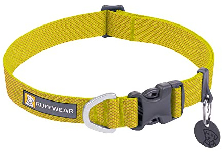 RUFFWEAR Hundehalsband Hi & Light, ultrastark und leicht, Starkes Tubelok-Gewebe, Aluminium-Leinenbefestigungsring und Schnalle, stilvolles Halsband, Lichen Green (M, 36-51cm)