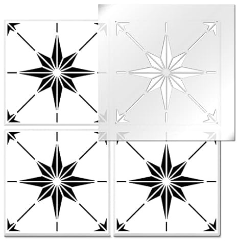The Stencil Studio Stow Star Tile Stencil - Floor, wall or Patio. Just add Paint! Ideal for Tile Makeovers 1 Layer - Single Tile (11041) to fit 18 inch Tiles (45.72cm)