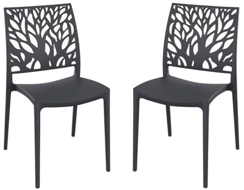 LIBEROSHOPPING.eu – LA TUA CASA IN UN CLIK stapelbara stolar utomhus eller invändigt av polypropen, modern design, London Tree (antracit, 2)