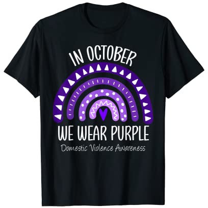 Rainbow October Llevamos Concientización Violencia Doméstica Púrpura Camiseta