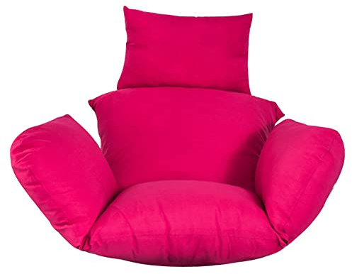 Warmiehomy Hanging Egg Chair Cushion Pad with Pillow for Indoor and Outdoor Patio Basket Seat, Magenta