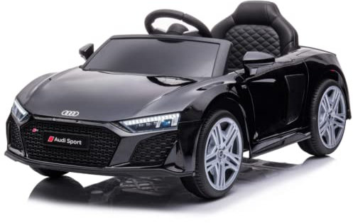 FINOOS Auto Macchina elettrica per bambini A.u.d.i R8 con licenza FINOOS, veicolo elettrico 12V, telecomando / 2+1 velocità/clacson/LED/musica/USB 1-4 anni (Nero)