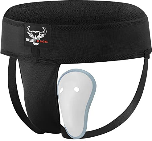 Boxing Groin Guard Cup Men Sweat-absorbent Ventilated Adjustable Sparring Groin Protector Jockstrap Taekwondo Karate Training Underwear Jiu Jitsu BJJ Protection Kickboxing MMA Muay Thai (BLACK, M)
