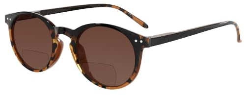Eyekepper Runde Bifokale Sonnenbrille | UV-Schutz und Lesehilfe kombiniert, leichter Kunststoffrahmen mit Federscharnieren, modisches Design für Damen im Freien
