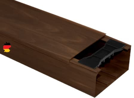 KOMIB 110 x 60 mm Kabelkanal /4 Farben/Kabelschacht / (mit Montagelochung im Boden) / je Stange 2 Meter (Braun (Holz Design), 12 x 2M = 24m)