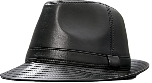 WORNEW Herren-Lederhut Frühling Herbst Winter Leder Hut Herren Outdoor Hut mit großer Krempe Tycoon Hut Jazz Hut Hüte für Männer (Color : Black, Size : 57cm)