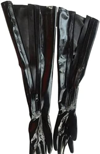 Guantes Largos De Látex Negros Con Cremallera Opera Guantes Largos De Látex Con Cremallera,Negro,XX-Grande