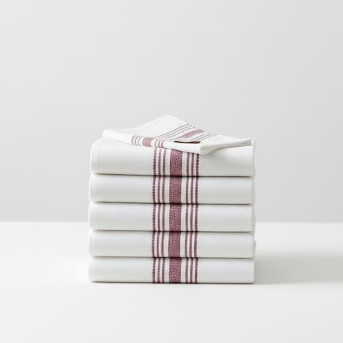 LUXTOGO Geschirrtücher aus Baumwolle Set, Baumwolle Küchentücher, ringgesponnenes Fischgrätenmuster, extra dick (250 g/m²), 50 × 70 cm, Küchenhandtücher Set (Red, 10 STK)