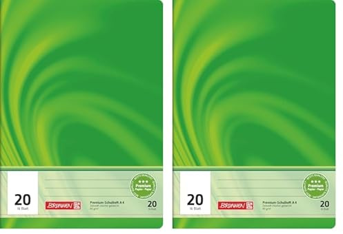 Brunnen 104472002 Schulheft A4 Vivendi (16 Blatt, blanko, mit Linienblatt, Lineatur 20) (Packung mit 2)