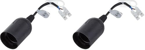 Kopp Renovier-Fassung, vormontiert mit ca. 13 cm sichtbarer Leitung H03VV-F 2x0,75mm², Lüsterklemme und Zugentlastung, 3 Stück in Verpackung, E27, max.60W, Farbe schwarz (Packung mit 2)