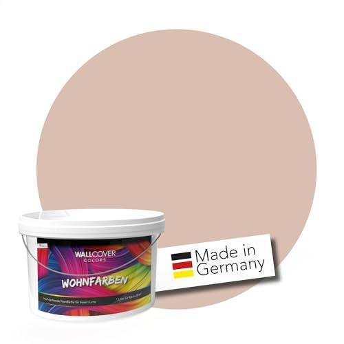 WALLCOVER hochwertige Wandfarbe für Innen | Altrosa | 5L für 40m² | Hochdeckende Innenfarbe Matt (Klasse 1) | Profi Qualität aus Deutschland