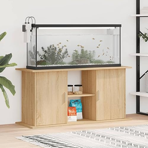IKAYAA Aquarium Unterschrank Aquariumständer Aquariumregal Aquariumschrank Sonoma Eiche 121 x 41 x 58 cm Aquarium Stand Aquarium Tisch Aquarium Schrank Unterschrank Holzwerkstoff