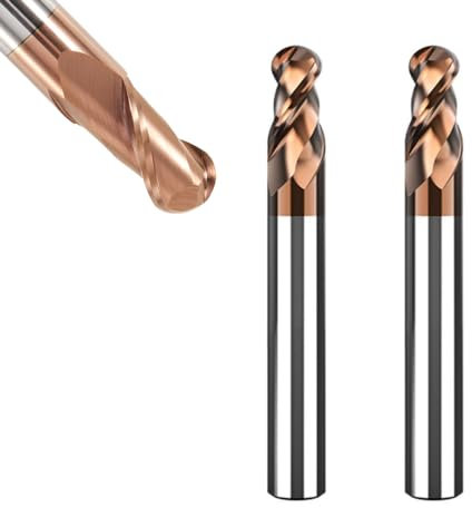 ASNOMY 2 frese a raggio VHM, diametro 6 mm, rivestimento AlTiN HRC 55, punte a sfera in metallo duro, fresa CNC a 2 denti, per metallo