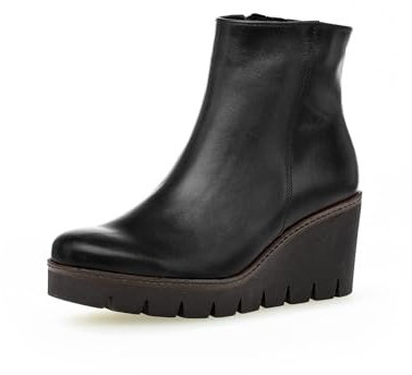 Gabor Damen Keilstiefeletten | Frauen Stiefeletten | Best Fitting | Keilstiefel | Wedge Boots | Wedge Heel | warm | Boots | schwarz (Cognac) | 39 EU - 6 UK