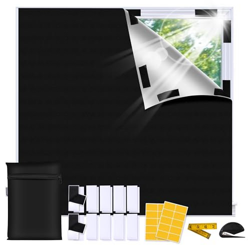 bemece Fenster Verdunkelung, Ohne Bohren 100% lichtundurchlässig, Sonnenschutz Dachfenster Reise Verdunklungsrollo, Innen Sonnenschutz Fenster, Verstellbar und Abnehmbar - 300 * 145cm