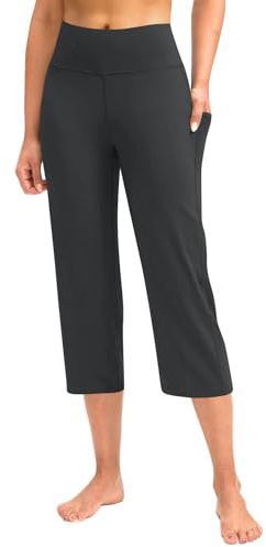 Sommerhose Damen Leicht 3/4 Hosen Casual Loose Fit Einfarbig Hose Mit Taschen Sommer Freizeithose Weich Bequem Stoffhose 2024 Yogahose Sporthose