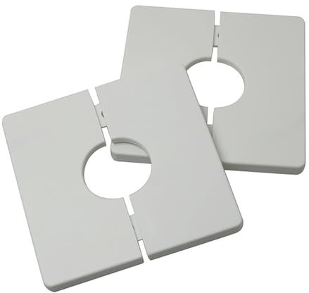 2Pcs Durable Pipe Wall Covers Shower Pipe Covers Plastic Split Square Pipe Plate Useful Wall Split Flange Decoration Square Escutcheon Plates(White)
