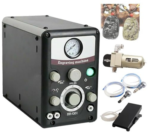 Macchina Per Incisione Pneumatica Di Gioielli, Bulino Pneumatico A Doppia Testa 400-800 Giri/Min Strumento Per Microincisione Pneumatica, Per La Creazione Di Gioielli, Incisione E Intaglio Di Metalli