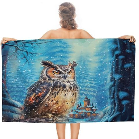 Strandtücher, Rustikaler Aquarell-Winterbaum Duschtuch Mikrofaser Campingtücher Weiches Strandlaken Für Männer Damen Outdoor 80X130Cm