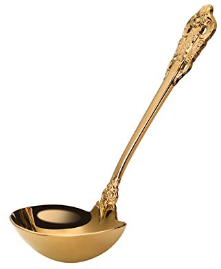 GAOSHA Louche à soupe en acier inoxydable 304 - Accessoire de cuisine - Cuillère de service plaquée or