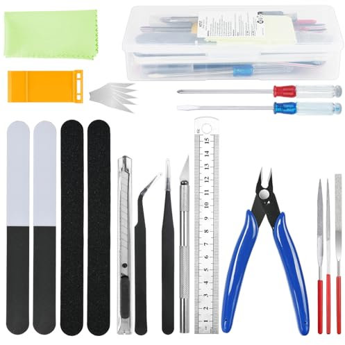 HOTUT Modellbau Werkzeug Set,23 Stück DIY Bastelwerkzeug,Gundam Modellbau Werkzeuge,Hobby-Bauwerkzeuge für Gebäude, Autos, Flugzeuge, Modellbau und anderes Kunsthandwerk