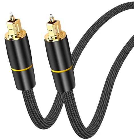 MEIRIYFA Cavo audio digitale, fibra ottica Toslink, cavo audio maschio a maschio, nylon intrecciato placcato oro, per home theater, soundbar, TV, impianto stereo (1,5 m)