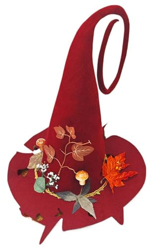 Halloween Hut Groß Rot Filzhut Hexenkostüm Hut Rot Filzspitze Hut Requisiten Hut Bühnenauftritt Hut Cosplay Hut Halloween Hexenhut Rot Hexenhut Filz Halloween Hut