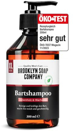 Brooklyn Soap Company, Bartshampoo 300 ml - Bart Shampoo für Herren | Bartseife für die tägliche Reinigung & Bartpflege - Reduziert Schuppen & Juckreiz