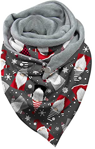 Schal Dreieck Damen, Weihnachtsschal Dreieckstuch Damen Mit Knopf Vintage Winter Halstücher Bedruckte Lässiger Modisch Herbstschal Halstuch Für Weihnachten