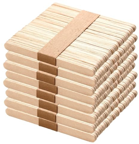 Wenrescry 400 stycken isstjälkar trä, ispinnar, träpinnar för pyssel – naturträ gör-det-själv pysselpinnar, träspatel för hantverk och kosmetika (114 x 10 x 2 mm)