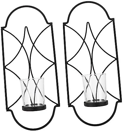 Cabilock Candelabro Creativo de Hierro Negro para Pared 2 Piezas