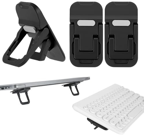 Mabor 2 st bärbar tangentbordsstigare, vikbar laptop-höjare, mini datortangentbord stativ för skrivbord, självhäftande tangentbordsstigare fötter för de flesta tangentbord, svart