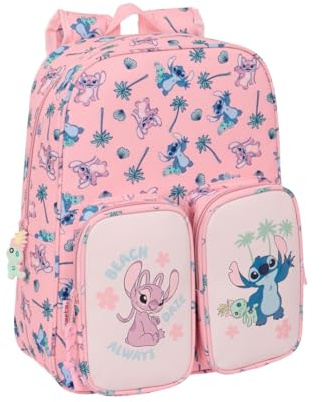 STITCH BEACH - Mochila Infantil, Adaptable a Carro, Fácil Limpieza, Ideal para Niños de Diferentes Edades, Cómoda y Versátil, Calidad y Resistencia, 26x11x34 cm