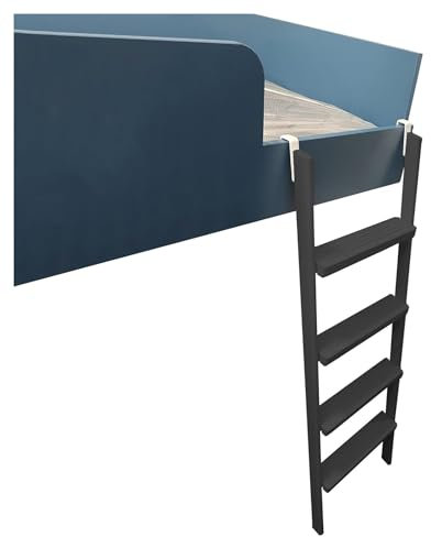 Heavy Duty Bunk Bed Ladder for School Dorms Campers and Motorhomes 1.65m Step Climbing Ladder with Wooden Pedal Black