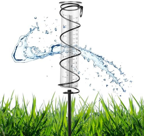 17cm Regenmesser für Garten Frostsicher - Outdoor Regenmesser Glas Regenwassermesser Niederschlagsmesser mit Metallpflock, Regenmesser mit Erdspieß Dekorativ für Hof Deck Landschaft Gartenzubehör