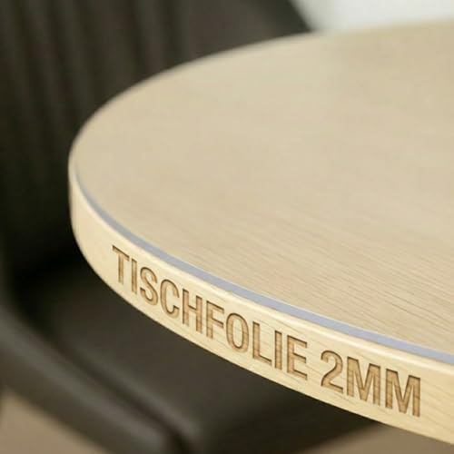 Trente Tischfolie Rund 140 cm Ø – 2mm Dick – Tischdecke Abwaschbar - Transparente Tischschutzfolie mit Abgeschrägten Kanten – Abwaschbare Schutzfolie – Runde Tischdecke Flexibel & Strapazierfähig