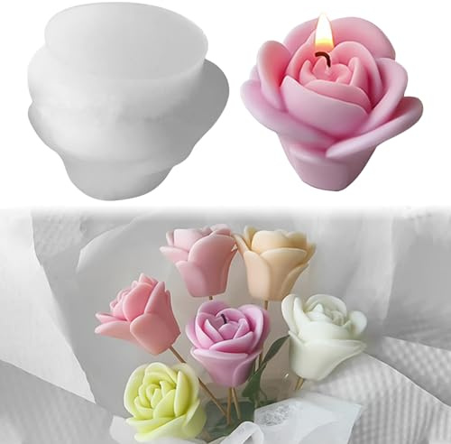 Silikonform Blumen Roseform Kerzenform Silikon,Rose Silikonformen, 3D Rose Kerzen Gießform, Gipsform zum Gießen Rose Gießformen Silikon Frühling für DIY Kerzen Gießen, Aroma Gips