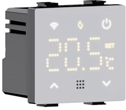 IXTRIMA Cronotermostato connesso WIFI TUYA da incasso modulo programmabile 2P 240V display touch retroilluminato colore bianco compatibile su supporti Bticino Matix