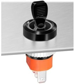 ONECMN Interrupteur à bascule en métal étanche 16 mm avec LED vague bleue Vente directe d'usine avec indicateur 5-24 V Verrouillage 2 vitesses 1NO1NC (noir, 220 V)
