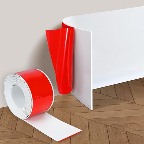 PVC Weichsockelleiste Selbstklebend, 10cm x 10m Flache Fußleiste Weiß, Flexible Sockelleiste Zierleiste, Selbstklebend Fussleisten für Wohnzimmer, Schlafzimmer, Küche