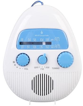 Radio de Ducha Portátil Empotrado Altavoz Baterías de Operación, Control de Volumen de Ajuste Fácil a Prueba de Salpicaduras, Viajes de Baño de Baño de Emergencia