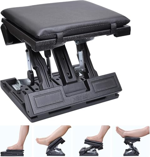 SurmountWay Fotstöd under skrivbord oändligt justerbart fotstöd ergonomiskt för kontor hem spel, vikbart fotstöd med massagepärlor avtagbar dyna för alla årstider