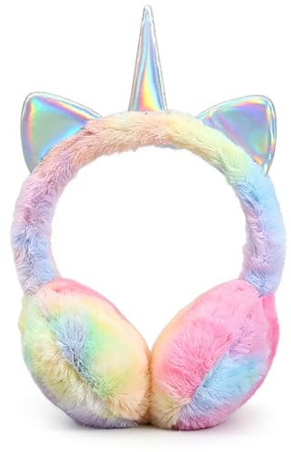 YRPACFB Unicorn Treat Ear Muffs, Cute Warm Ear Muffs, Winter Warm Adjustable Fluffy Ear Warmers for Girls in Colorful Plush Design